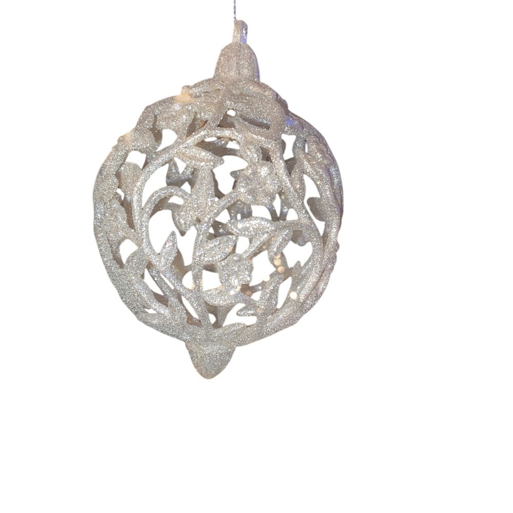 Silver Gold Holiday ornate glitter jewel ball Christmas ornament sparkle Glam - Picture 4 of 7